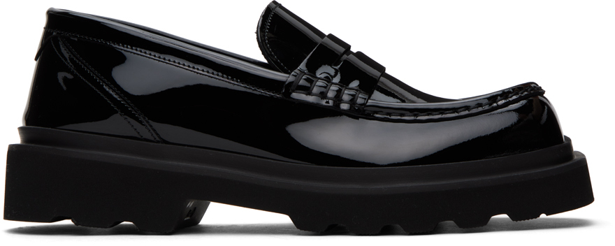 Dolce & Gabbana Black Moc Toe Loafers In 80999 Nero
