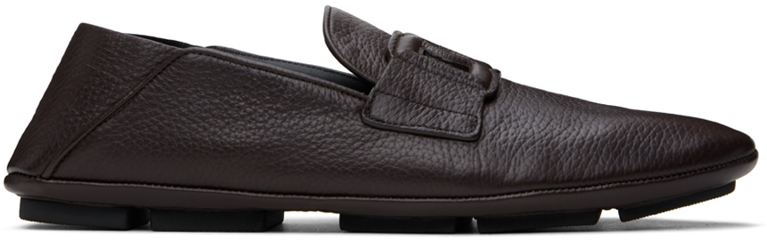 Shop Dolce & Gabbana Brown Deerskin Driver Loafers In Moro 3
