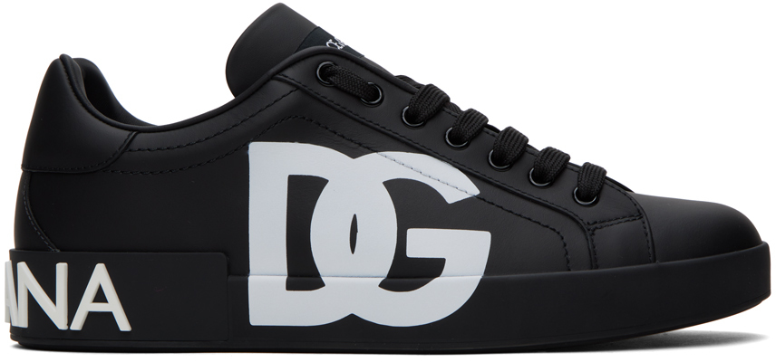 Shop Dolce & Gabbana Black Portofino Sneakers In 8b956 Nero/nero