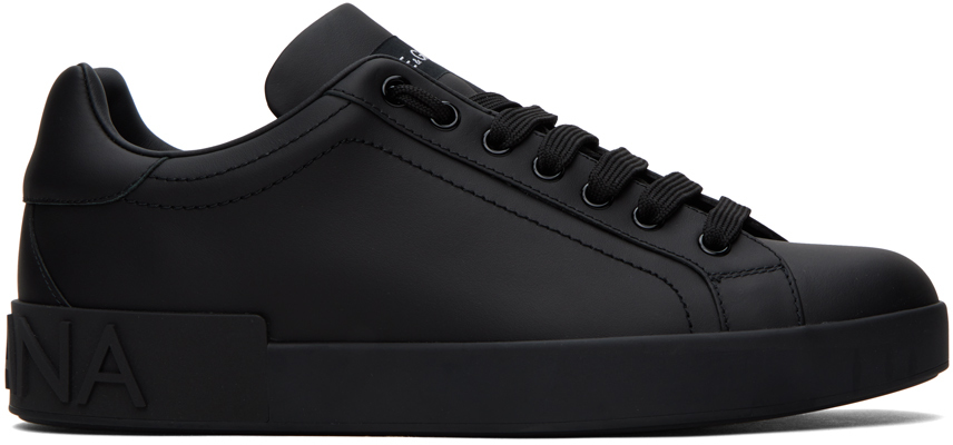 Shop Dolce & Gabbana Black Portofino Sneakers In 80999 Nero