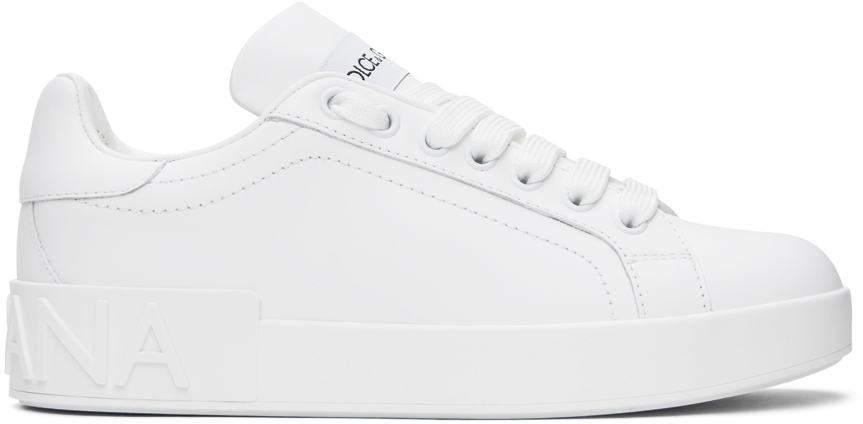 Dolce & Gabbana White Portofino Sneakers In 80001 Bianco
