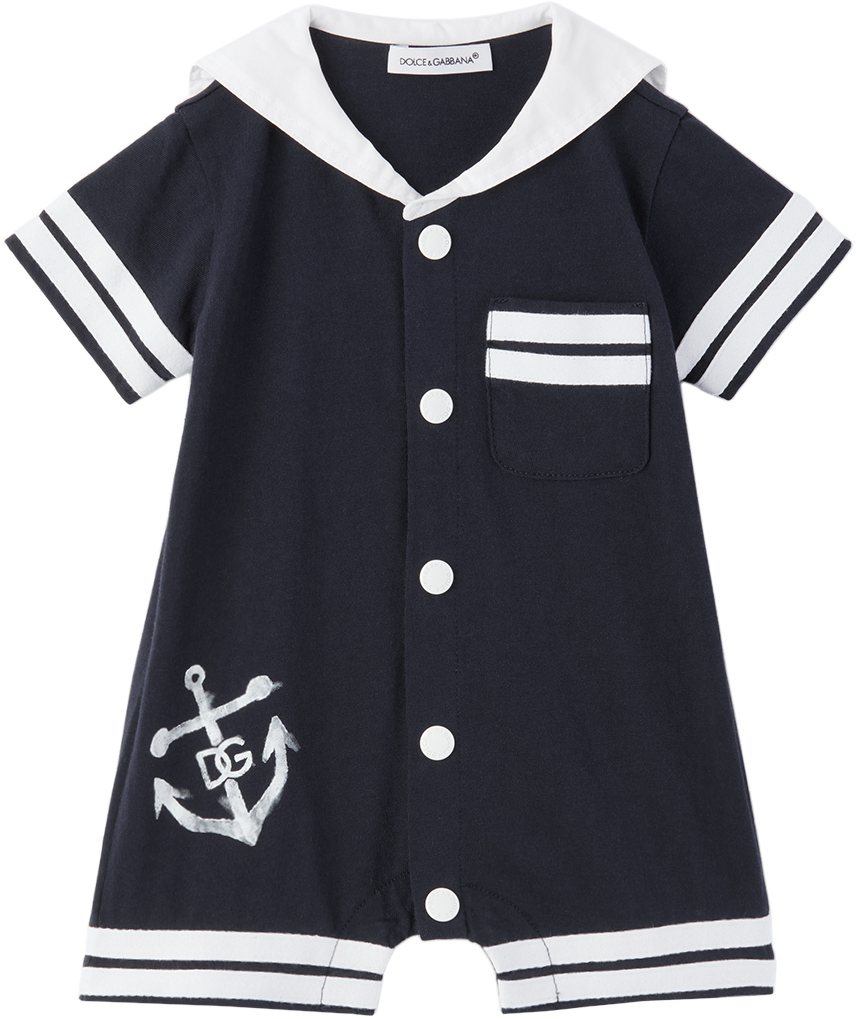 DOLCE GABBANA Baby Boys Navy Blue Cotton Sailor Shortie