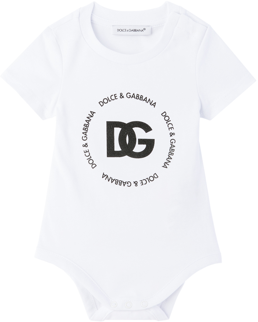 Dolce & Gabbana Baby White Bonded Bodysuit In Optical White