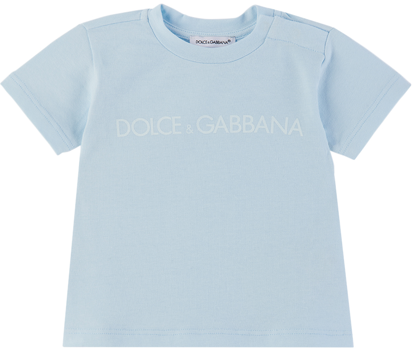 Dolce & Gabbana Baby Blue Printed T-shirt In B3033 Polvere