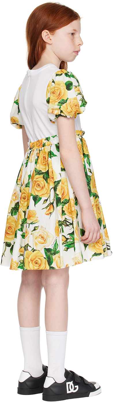 Dolce & Gabbana Rose-print Cotton Dress In Ha3vo Rose Gialle