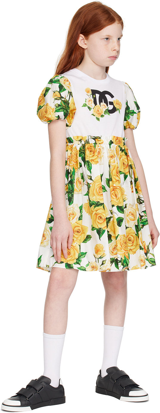 Dolce & Gabbana Rose-print Cotton Dress In Ha3vo Rose Gialle
