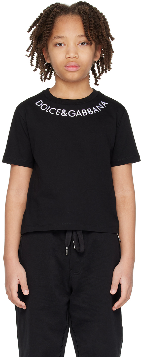 Dolce & Gabbana キッズ｜ブラック ロゴ刺繍 Tシャツ | SSENSE 日本