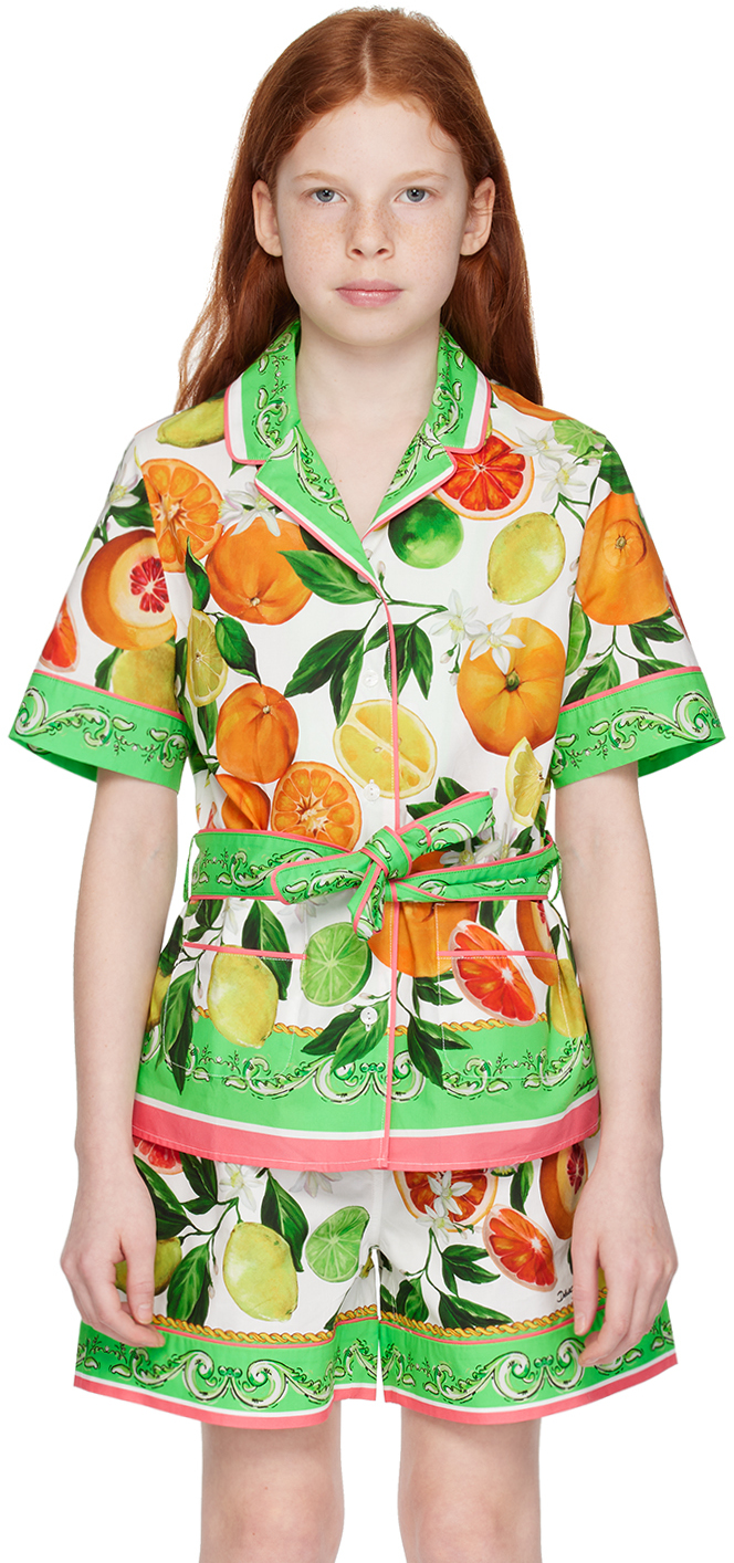 Shop Dolce & Gabbana Kids Green Belted Shirt In Hv5an Arance& Verde