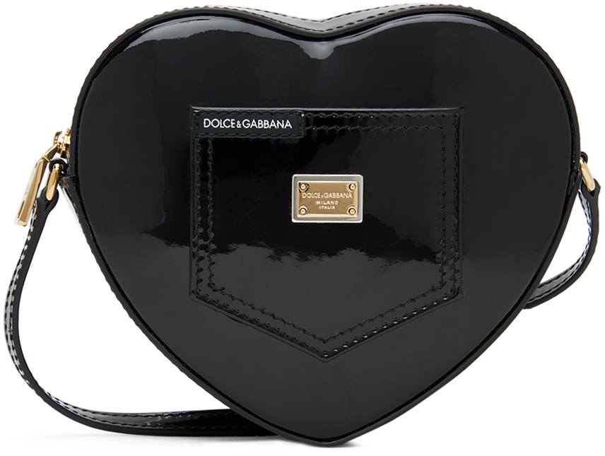 Dolce & Gabbana Kids Black Patent Heart Bag