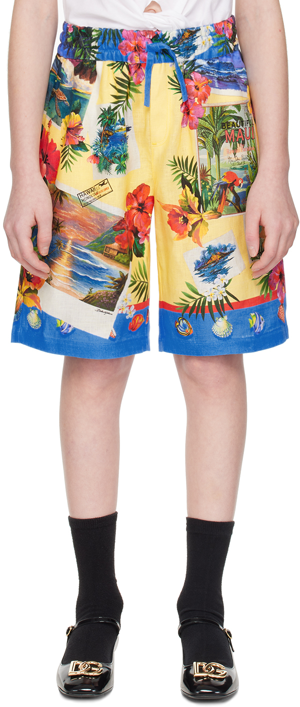 Dolce & Gabbana Kids Multicolor Printed Shorts In Hg4zb Hawai 3