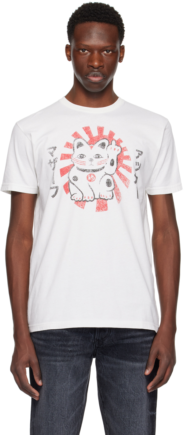 Shop Cout De La Liberte White Freddie Happy Cat T-shirt In Whisper