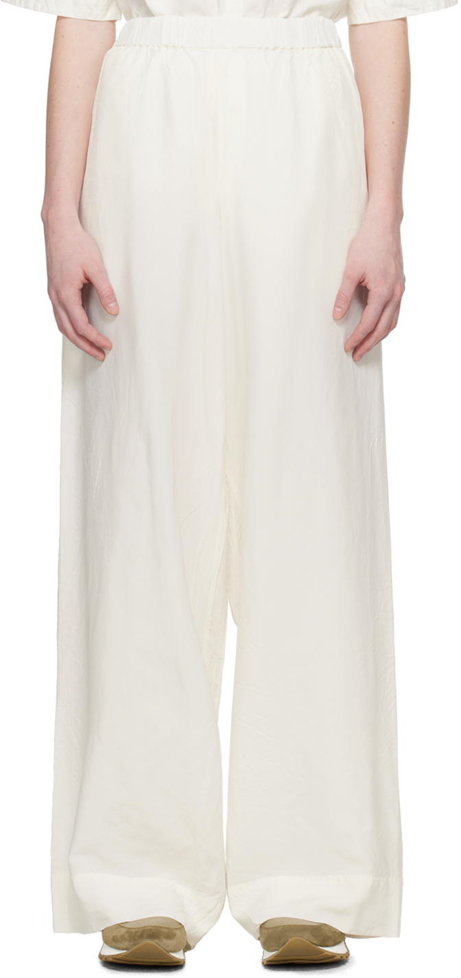 Shop Casey Casey Off-white Paola Trousers In Porcelain