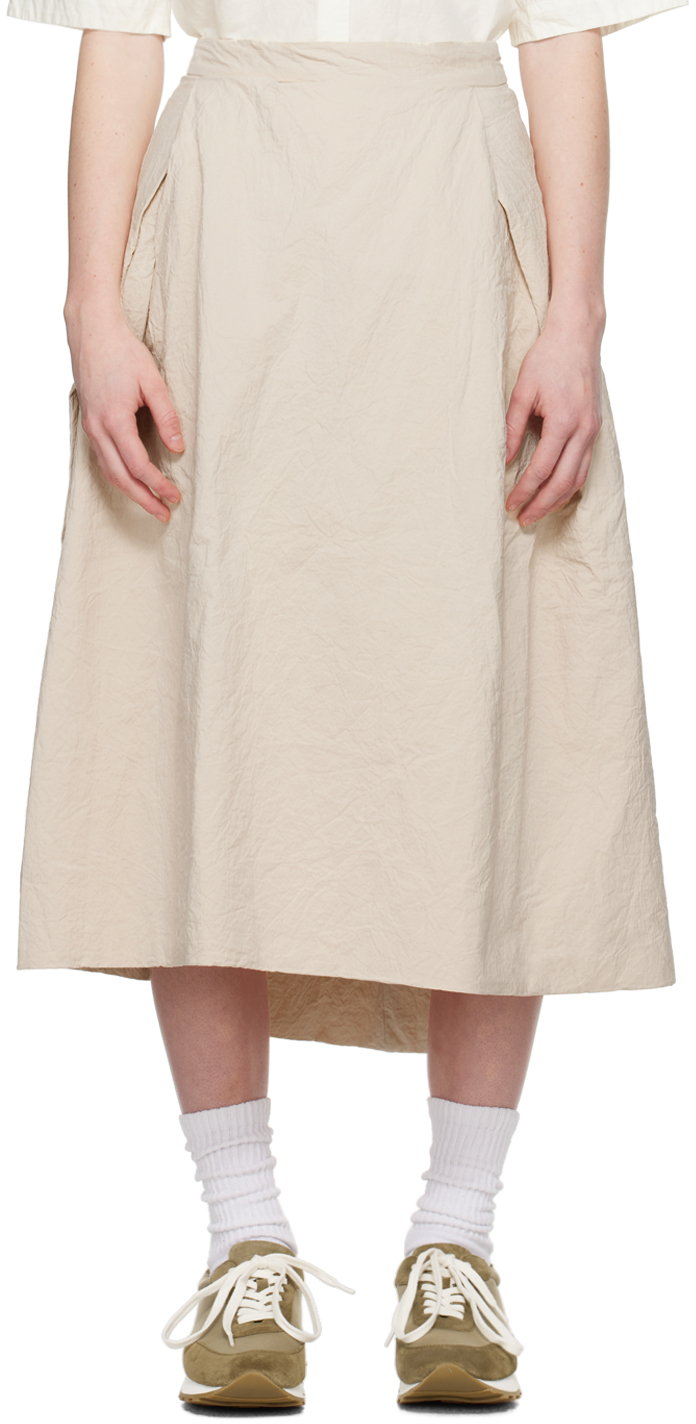 Shop Casey Casey Beige Moon Midi Skirt In Ecru