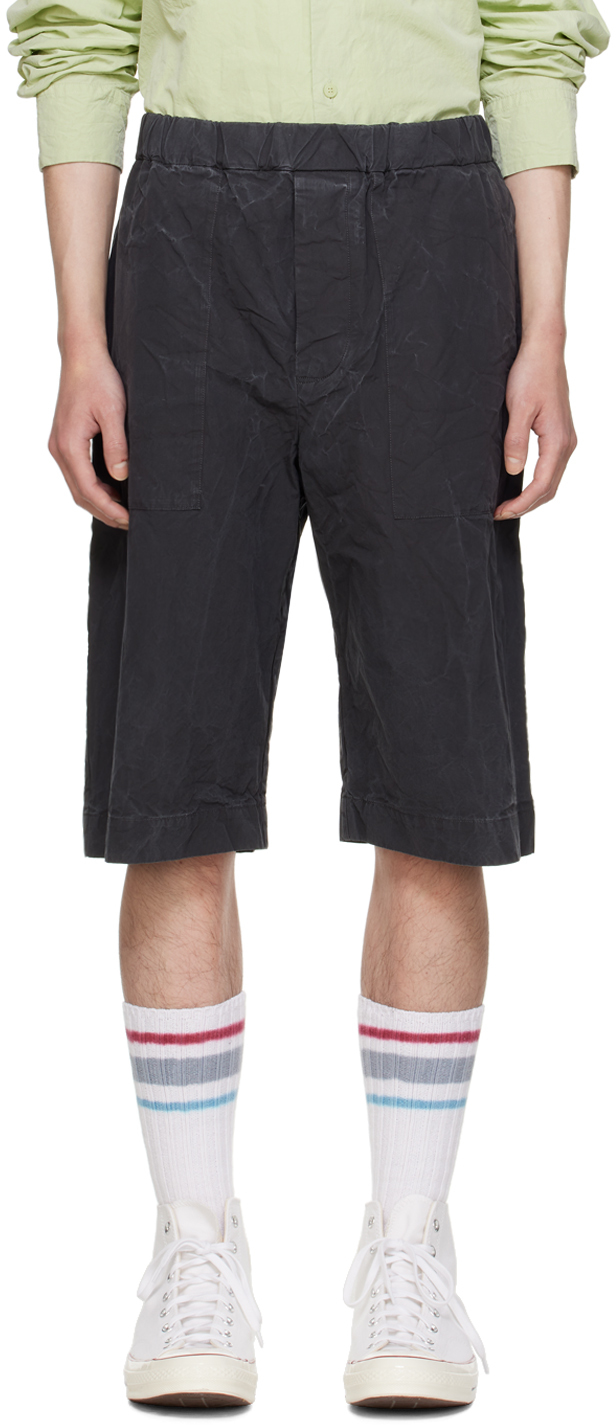 Casey Casey Black Jog Ah Militaire Shorts In Pewter