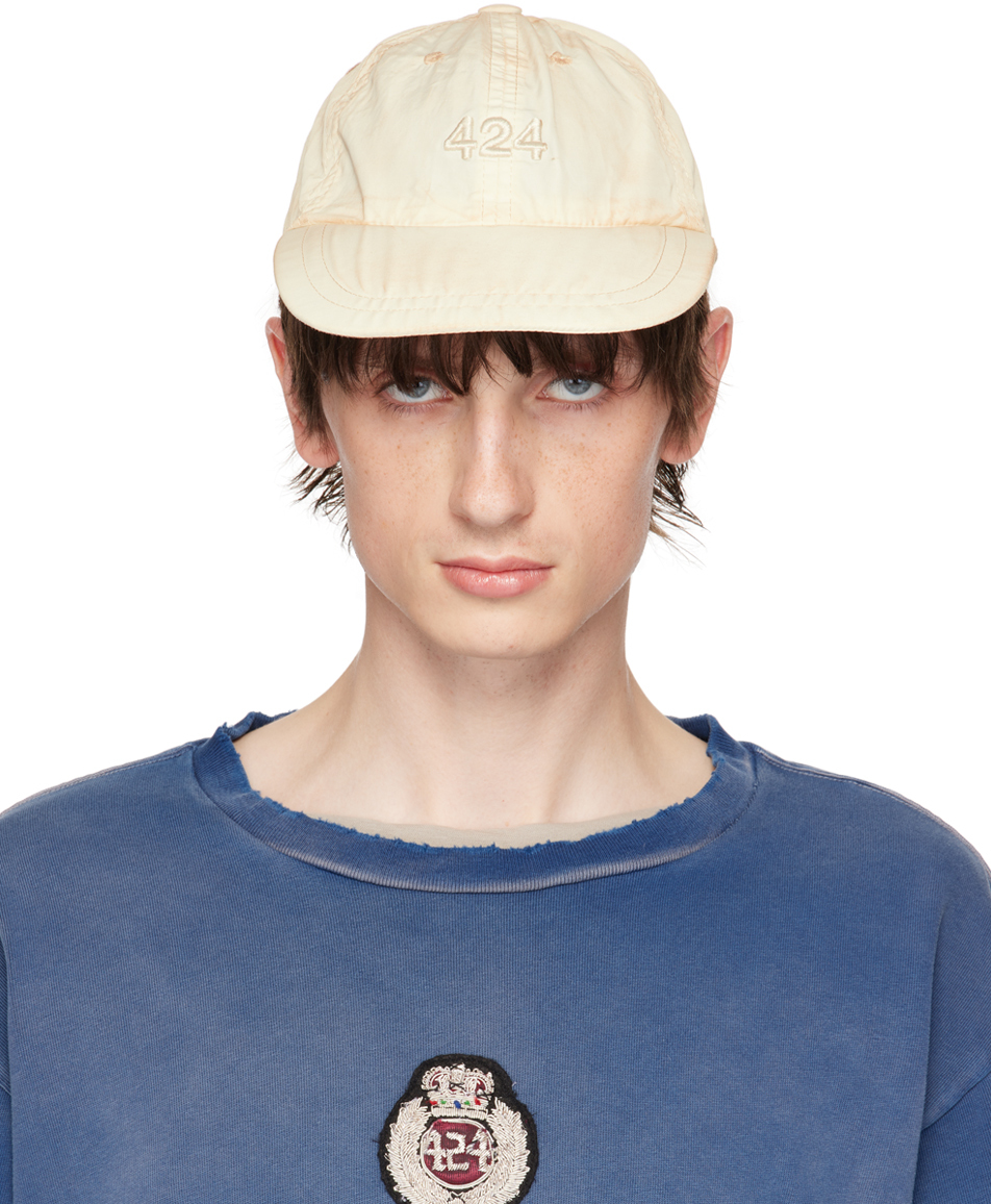 Shop 424 Off-white Baseball Cap In Tea Washed White