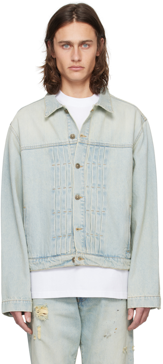 Blue Pleated Denim Jacket