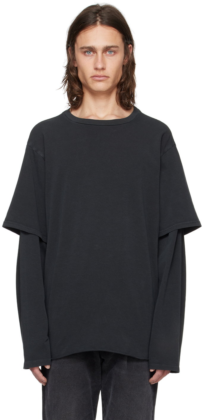 Black Layered Long Sleeve T-Shirt