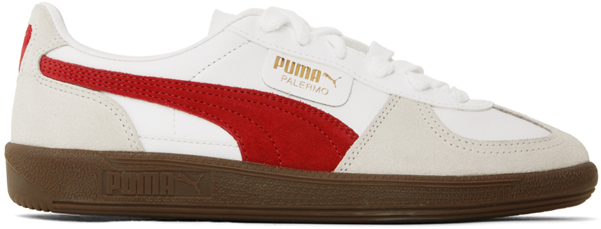 Shop Puma White & Gray Palermo Sneakers In  White-vapor Gra