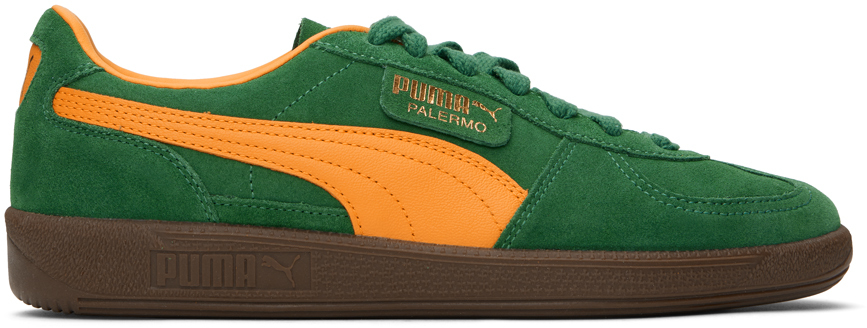 Shop Puma Green Palermo Sneakers In Vine-clementine