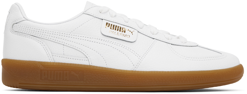 Puma White Palermo Premium Sneakers In  White-frosted I