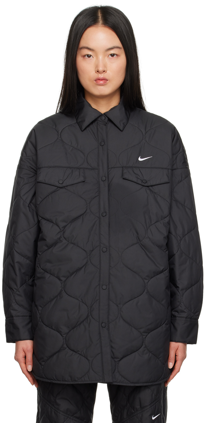 Nike Black Quilted Jacket In Black/white