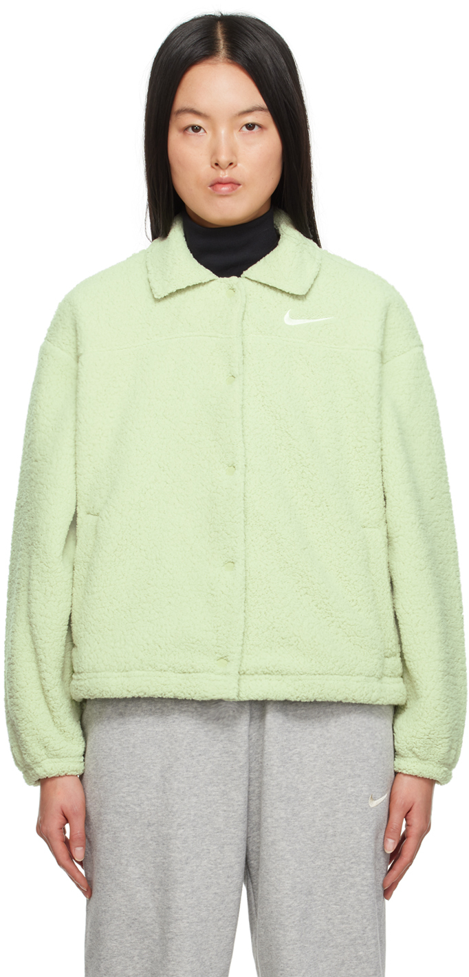 Nike Green High-pile Jacket In Honeydew/sea Glass