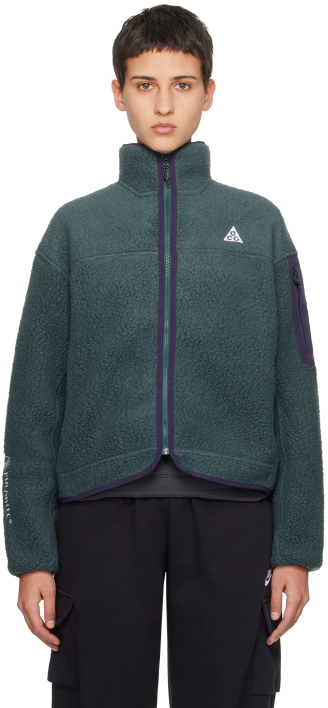 Shop Nike Green Arctic Wolf Jacket In Deep Jungle/purple