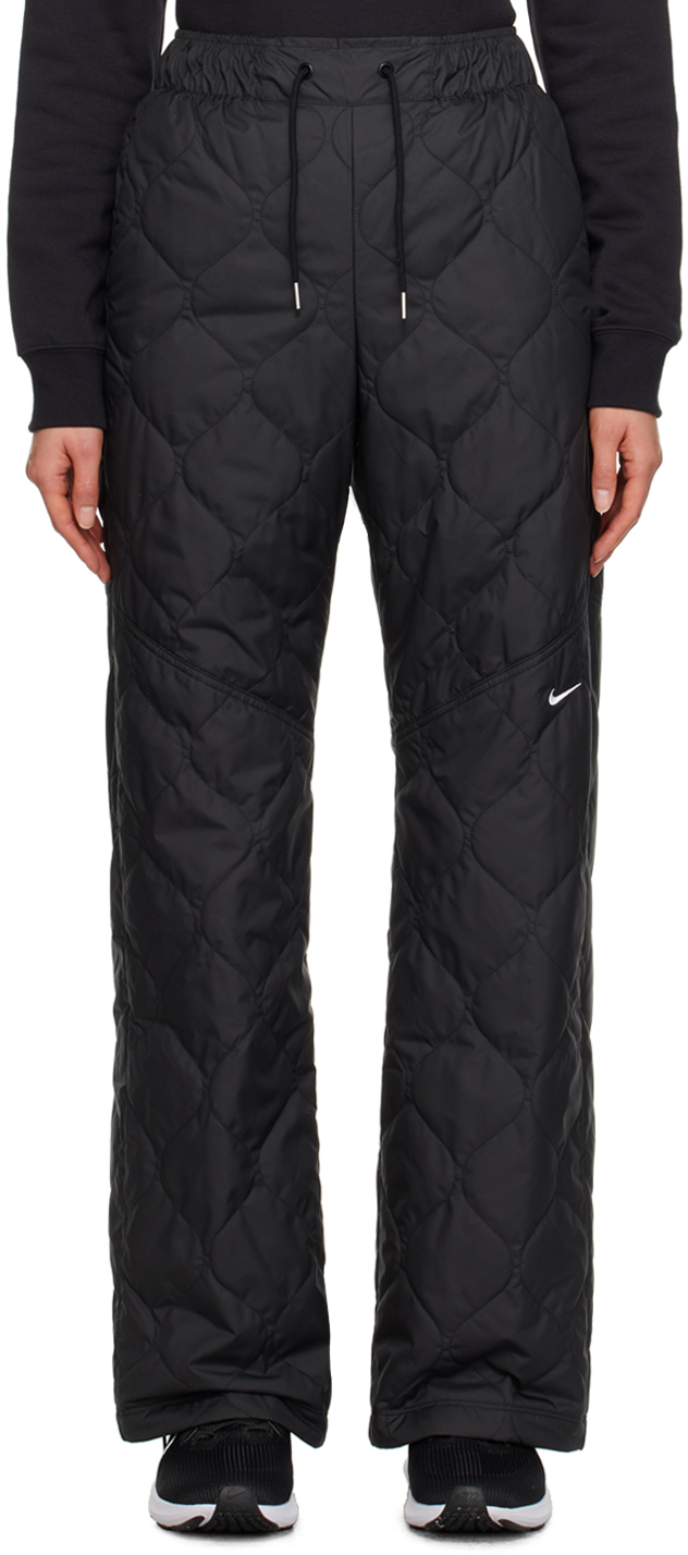 NIKE BLACK QUILTED TRACK PANTS