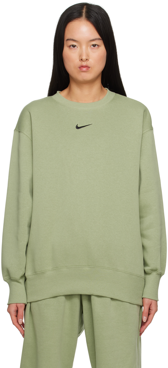 Shop Nike Green Phoenix Sweatshirt In Oil Green/black