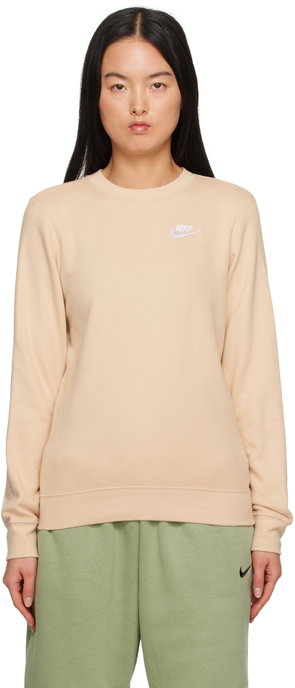Nike Beige Sportswear Club Sweatshirt In Sanddrift/white