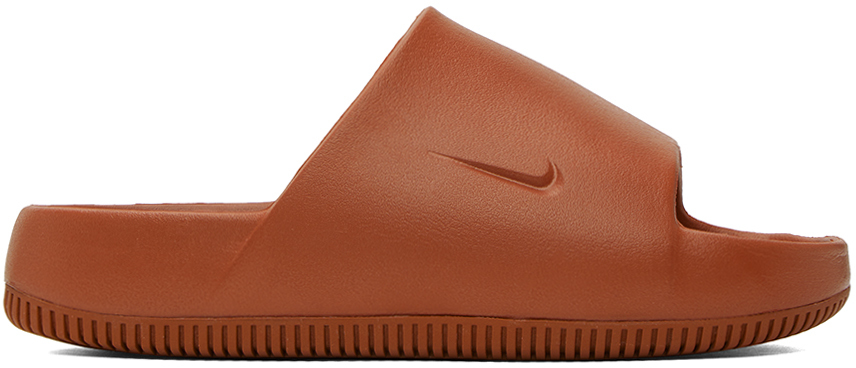 Nike Red Calm Slides In Rugged Orange/rugged