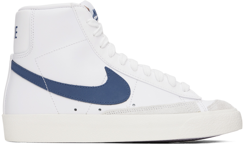 Shop Nike White & Blue Blazer Mid '77 Sneakers In White/diffused Blue