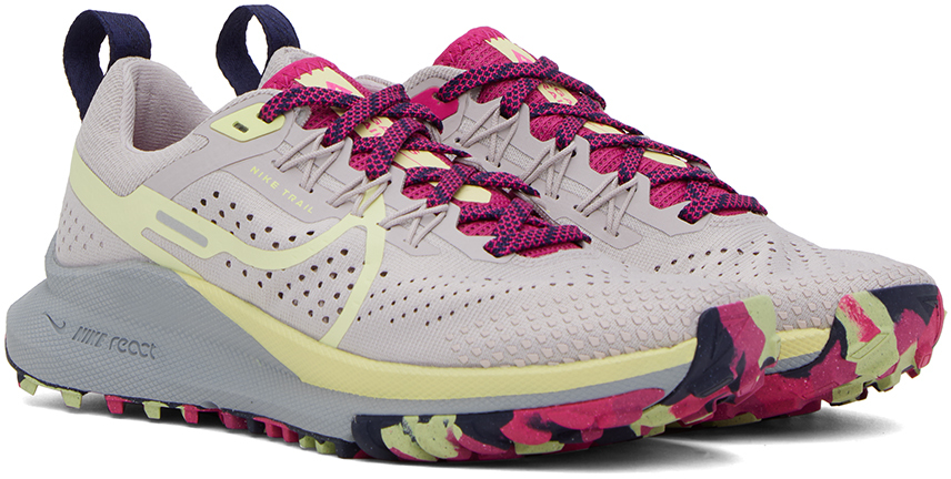 Nike React Pegasus Trail 4 "violet/luminous Green" Sneakers In Platinumviolet/green