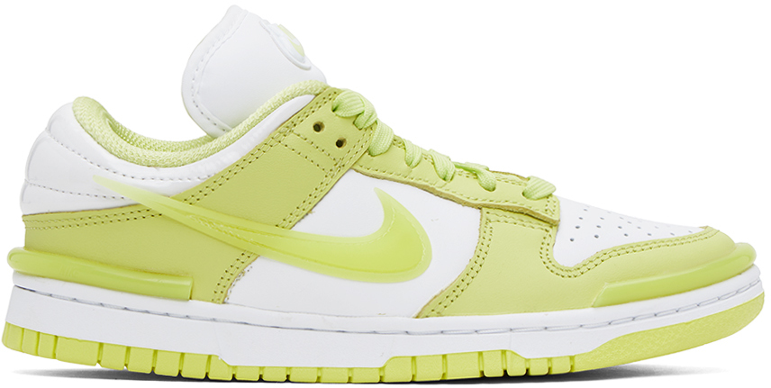 Shop Nike Green & White Dunk Low Twist Sneakers In Lt Lemon Twist-white
