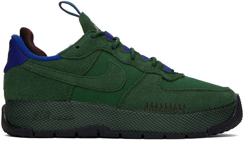 Shop Nike Green & Blue Air Force 1 Wild Sneakers In Earthdeep Royal Blue