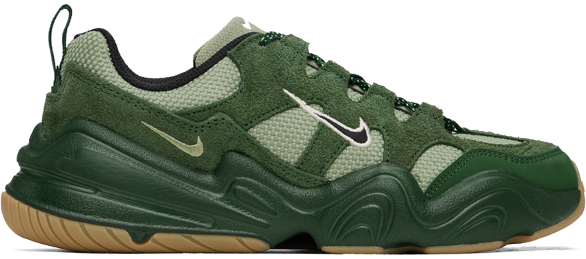 Nike Green Tech Hera Sneakers In Oil Green/black/fir/coconut Milk