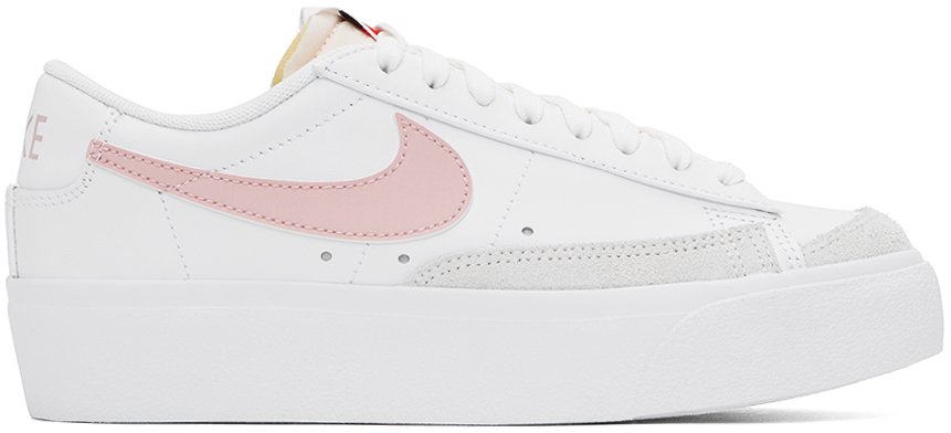 Shop Nike White & Pink Blazer Low Platform Sneakers In White/pink Glaze
