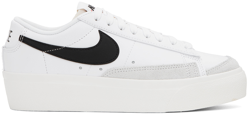 Shop Nike White & Black Blazer Low Platform Sneakers In White/black-sail
