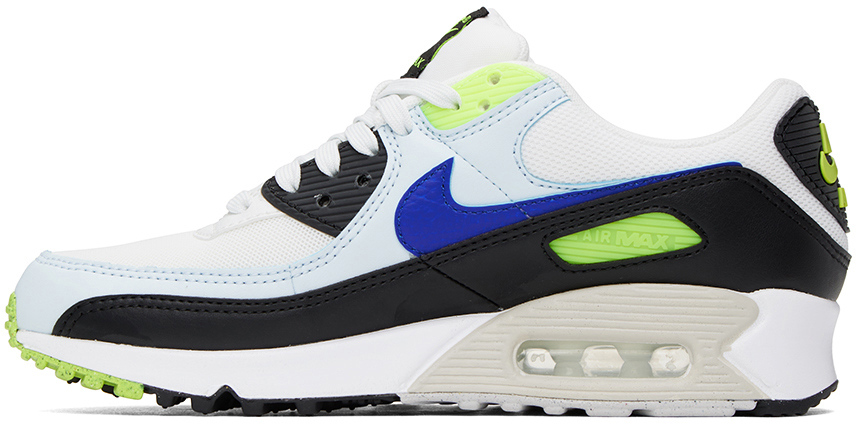 Nike White & Blue Air Max 90 Sneakers In Summit White/racer