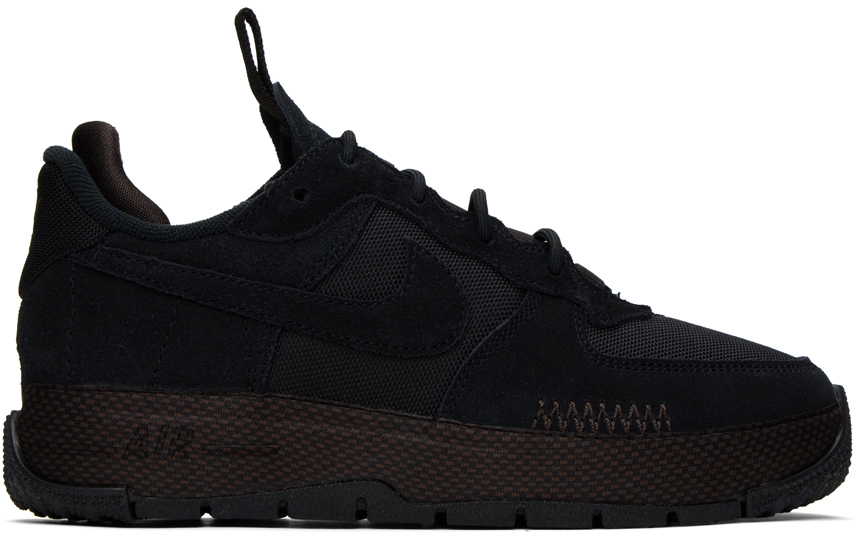 Shop Nike Black Air Force 1 Wild Sneakers In Black/black-velvet