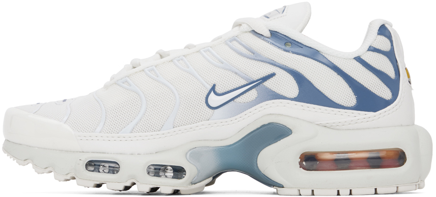 Nike White & Blue Air Max Plus Sneakers In Summit White/ashen
