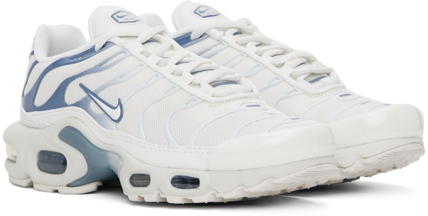 Nike White & Blue Air Max Plus Sneakers In Summit White/ashen
