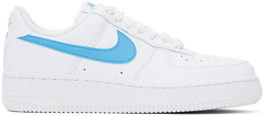 Nike White & Blue Air Force 1 '07 Sneakers In White/university Blu