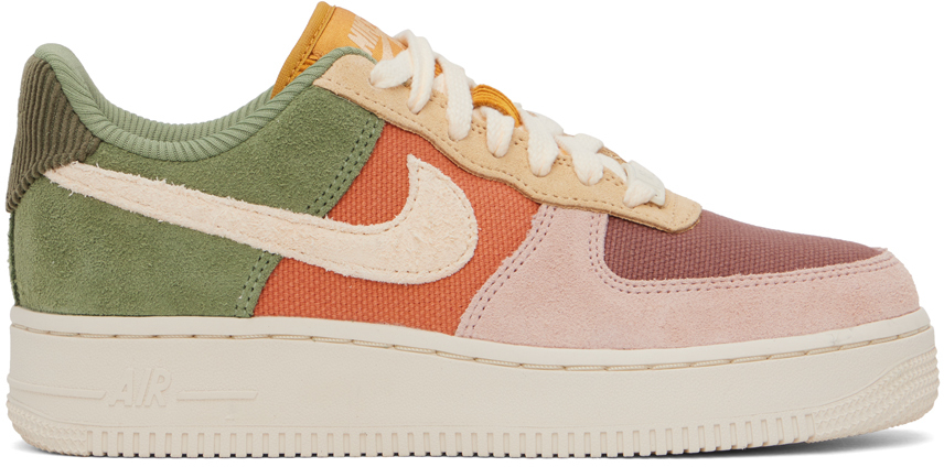 Shop Nike Green & Pink Air Force 1 '07 Low Sneakers In Oil Green/pale Ivory