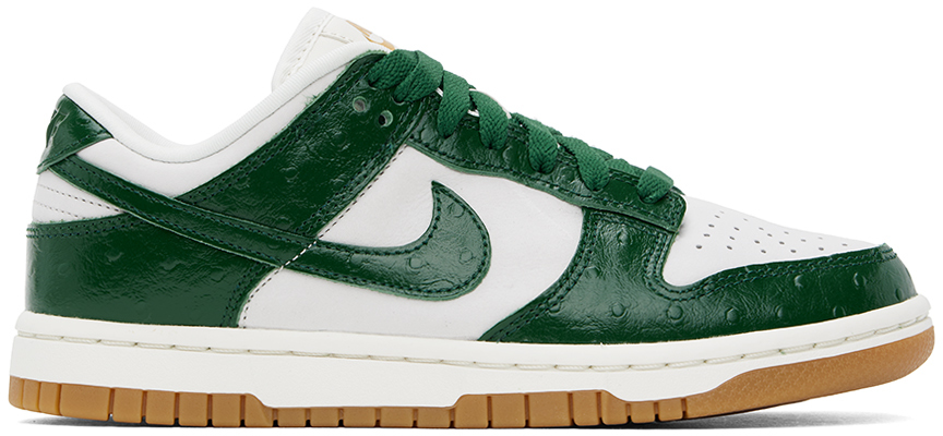 NIKE WHITE & GREEN DUNK LOW SNEAKERS