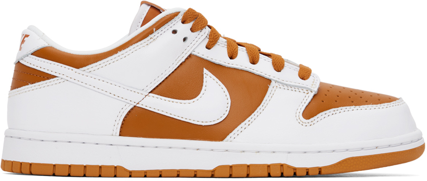 Shop Nike Orange & White Dunk Low Sneakers In Dark Curry/white