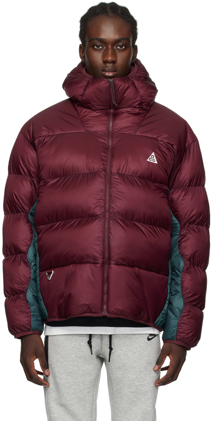 Shop Nike Burgundy Lunar Lake Puffer Jacket In Night Maroon/deep Ju