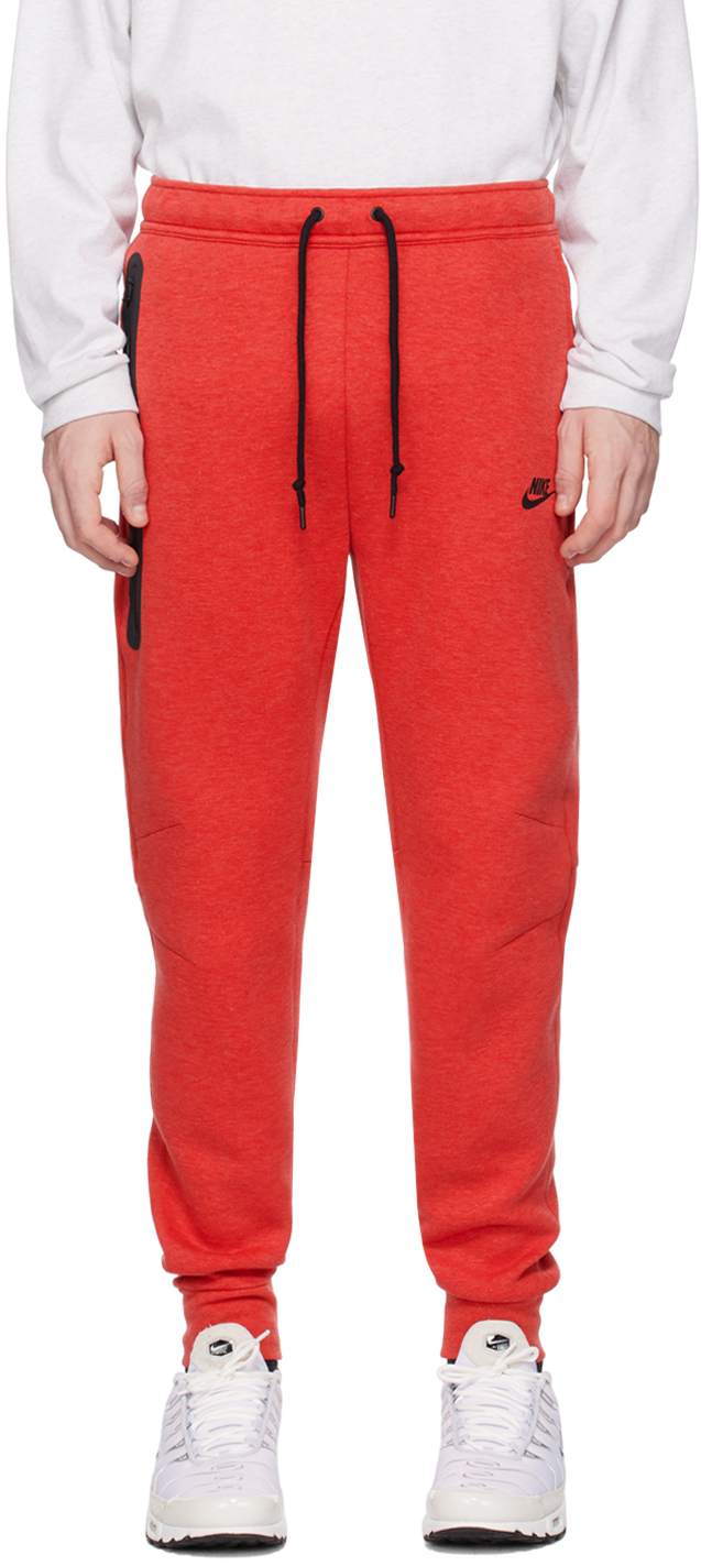 Nike Red Drawstring Sweatpants In Lt Univ Red Htr/blac