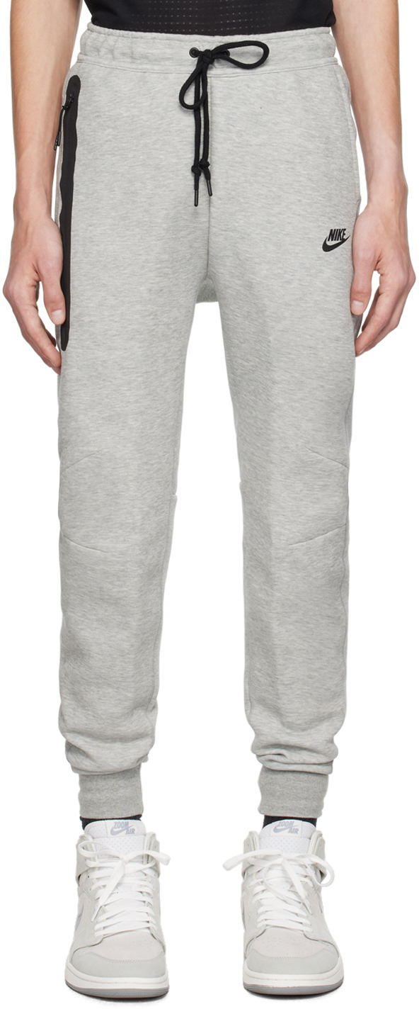 Nike Gray Drawstring Sweatpants In Dk Grey Heather/blac