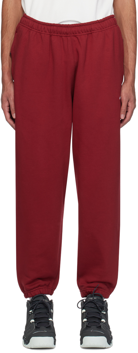Shop Nike Red Solo Swoosh Sweatpants In Team Red/white